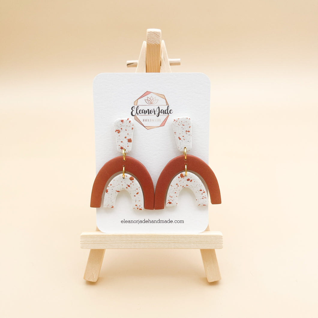 Speckled Burnt Clay Arch Clay Dangle Earring