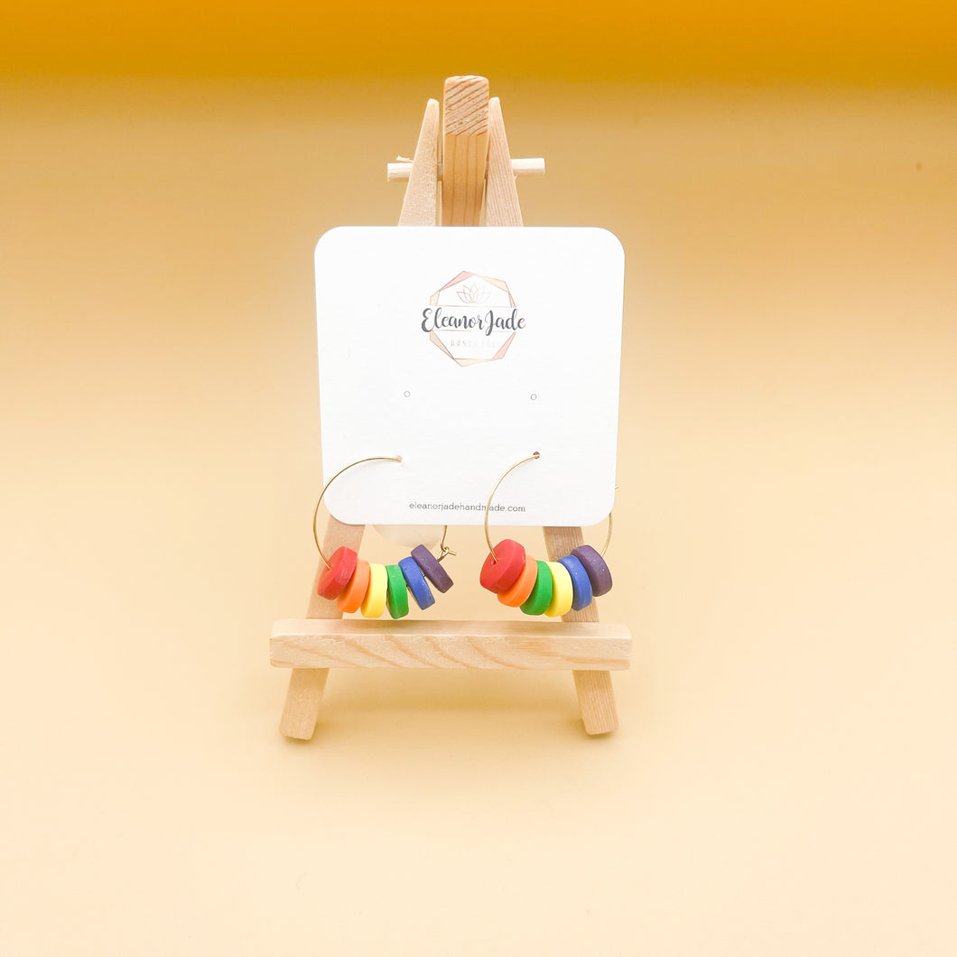 PRIDE | Rainbow Circle Beads | Hoop Statement Earrings