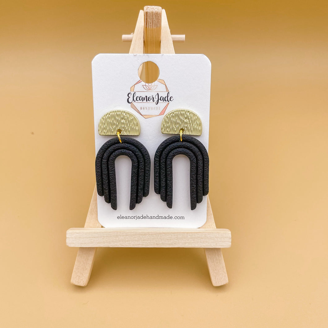Black Mini Rainbow Arch | Dangle Statement Earrings